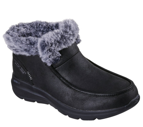 Ghete sport, dama, SKECHERS GLACIAL ULTRA - COZY GETAWAY 144221-BBK negru, piele ecologica
